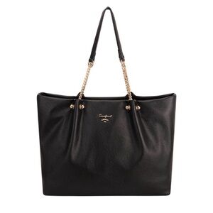 David Jones Black Shoulder Handbag Chain Strap Top Zip Tote